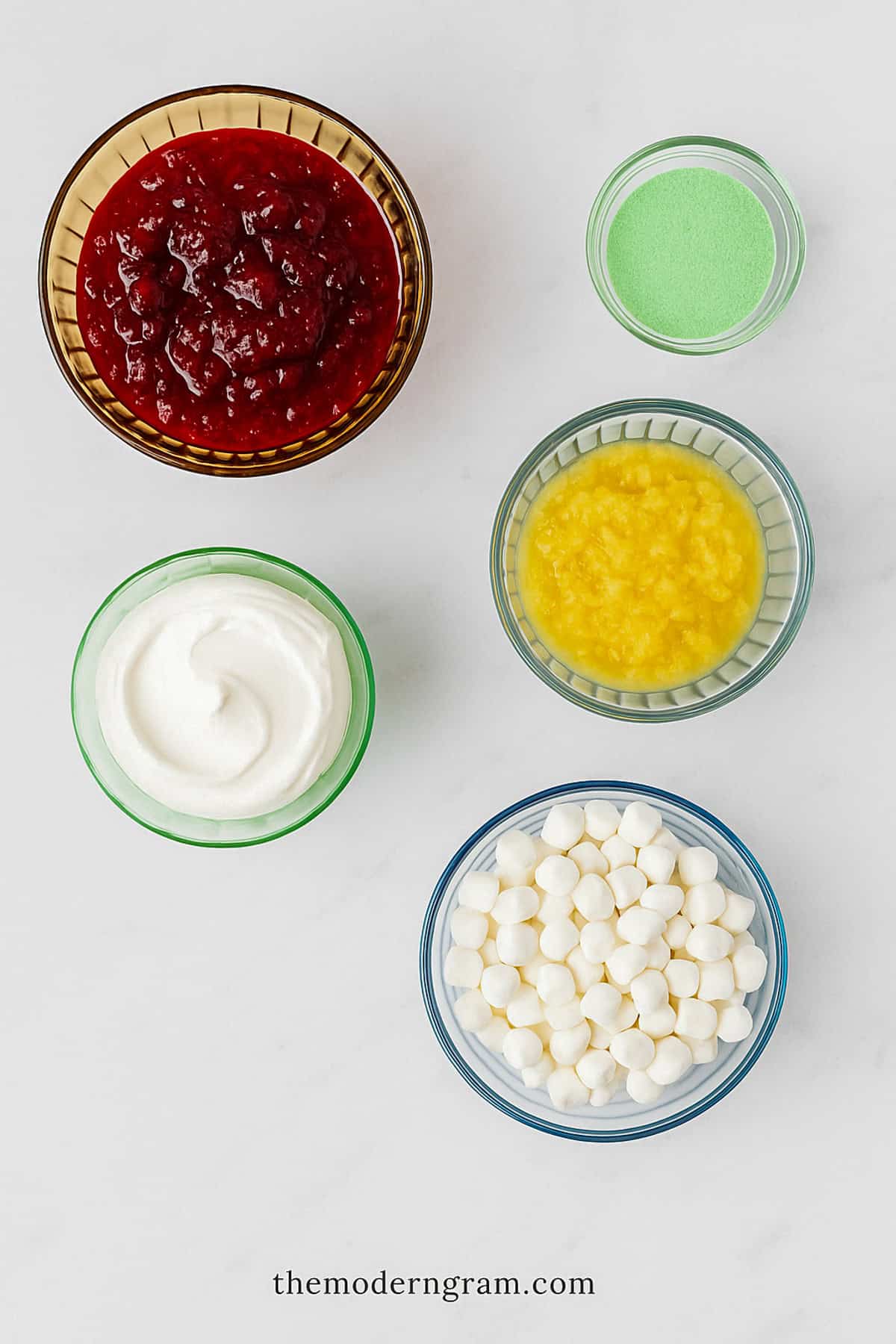 the ingredients for cranberry fluff salad