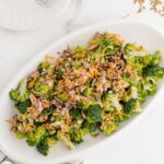 crunchy broccoli salad on a serving plate
