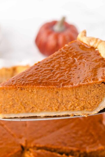slice of delicious old fashioned pumpkin pie