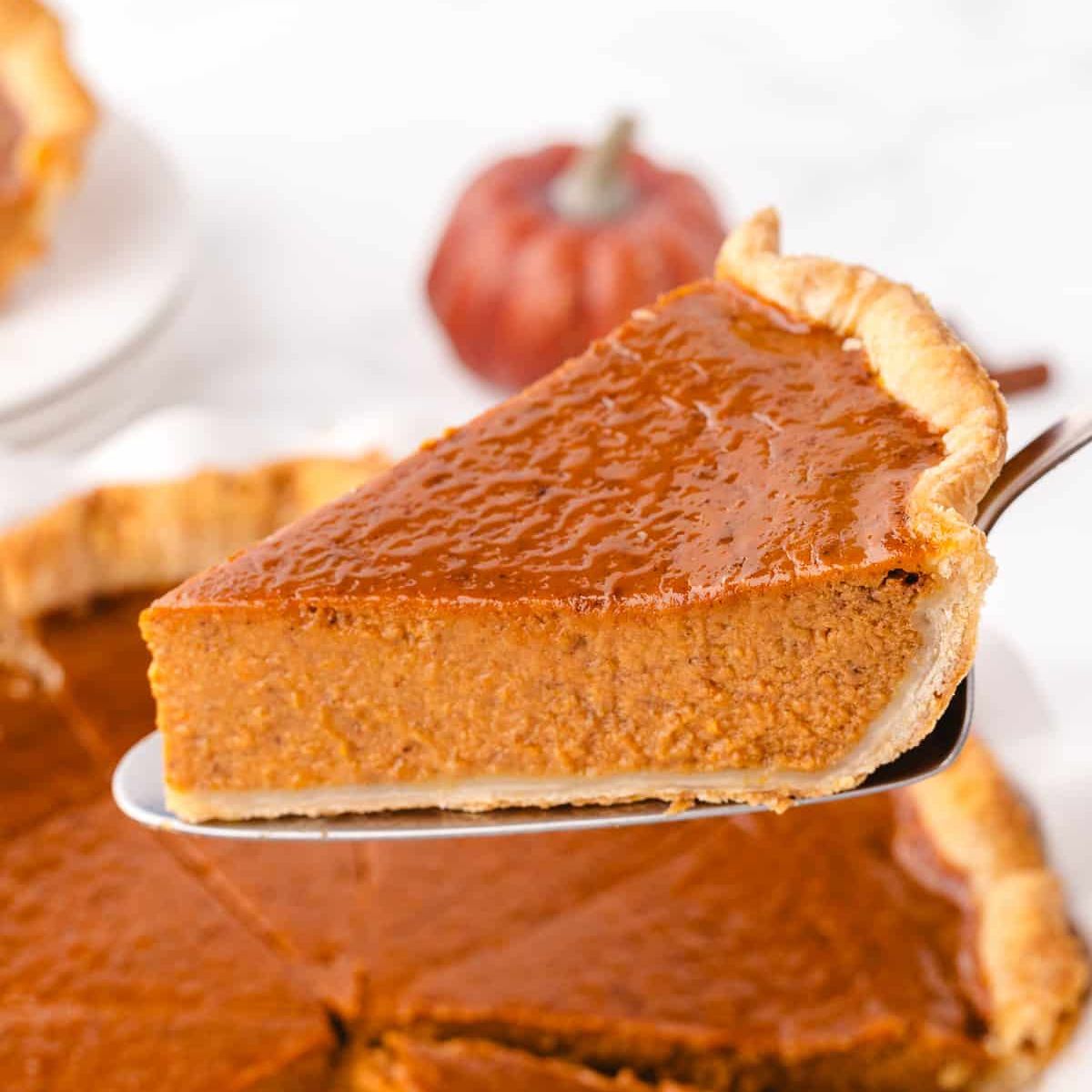slice of delicious old fashioned pumpkin pie