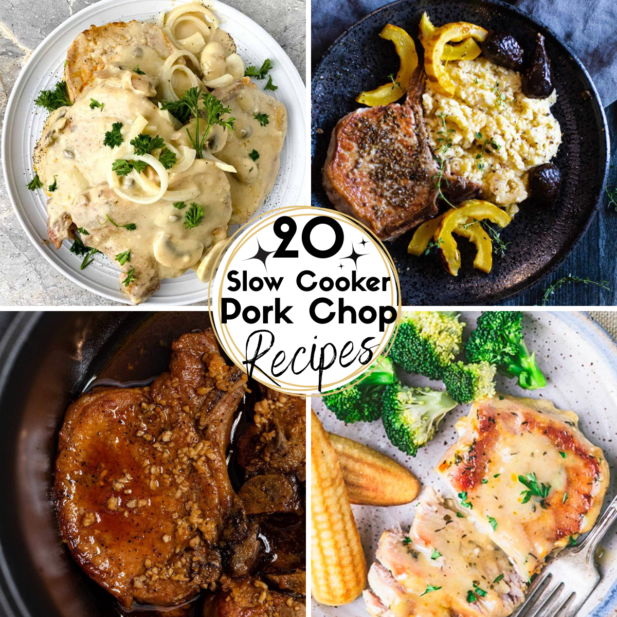 Collage Image of Slow Cooker Pork Chop Recipes