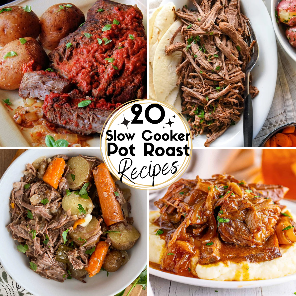 Collage Image of Slow Cooker Pot Roast Recipes
