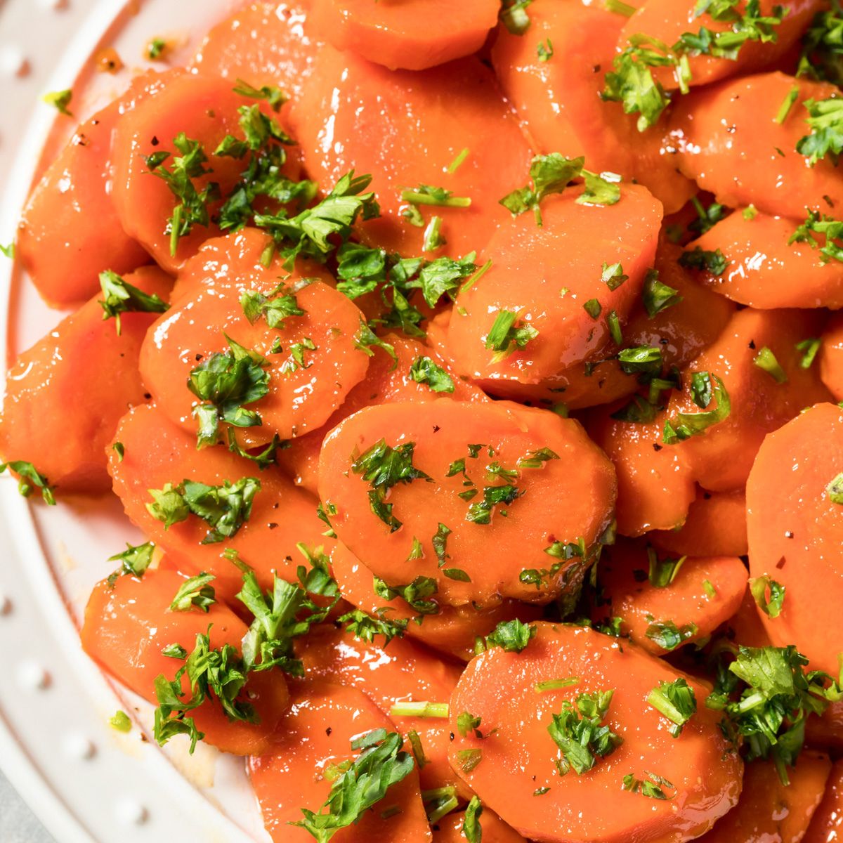 Plate of brown sugar glazed carrots.