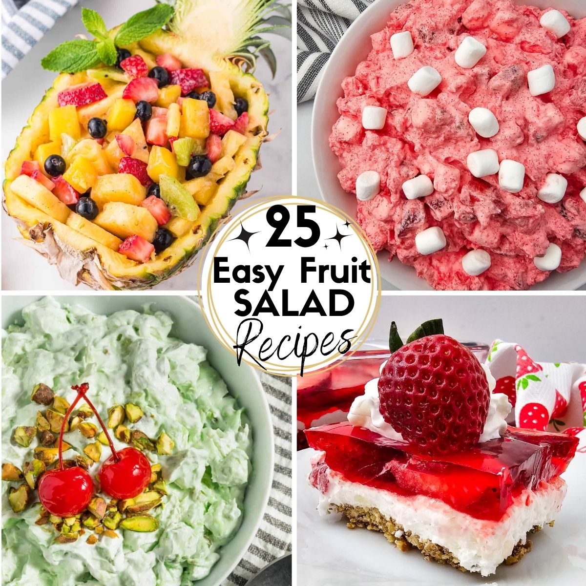 Collage Images of Easy Fruit Salad Recipes