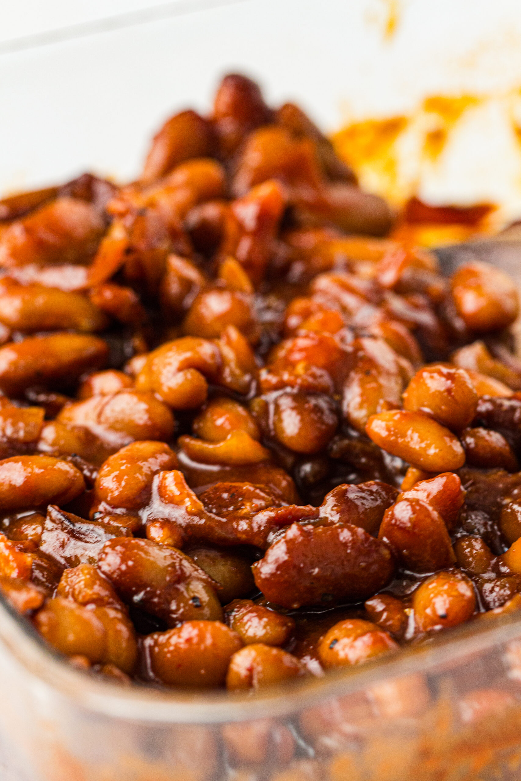 Southern baked beans up close.