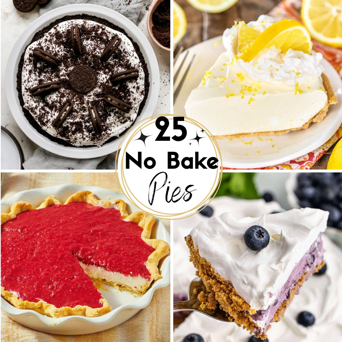 Collage Images of No Bake Pies