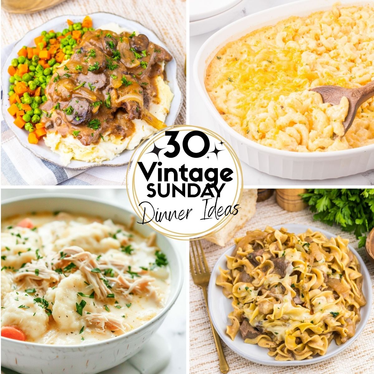 Collage Image of Vintage Sunday Dinner Ideas