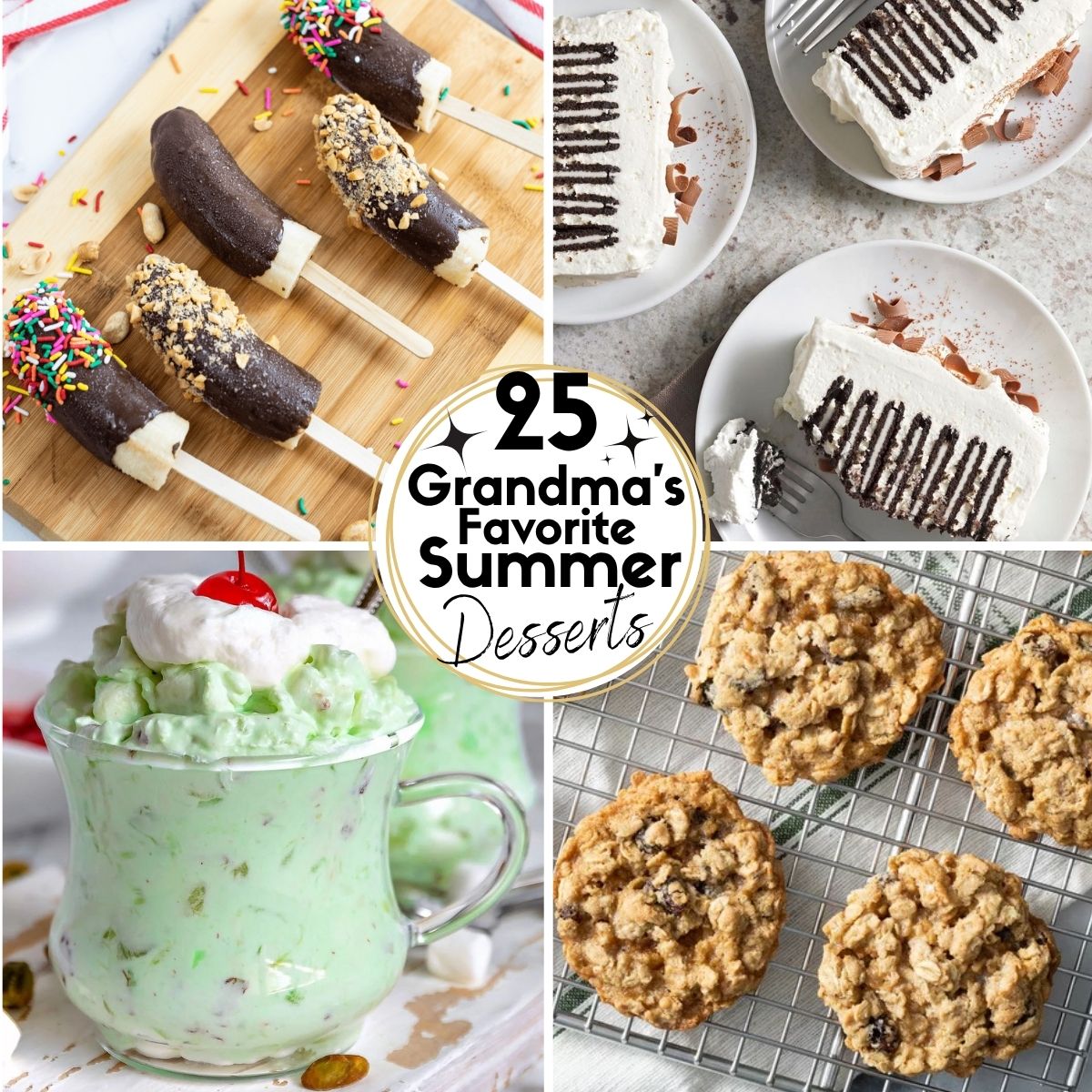 Collage Images of Grandma's Favorite Summer Desserts 