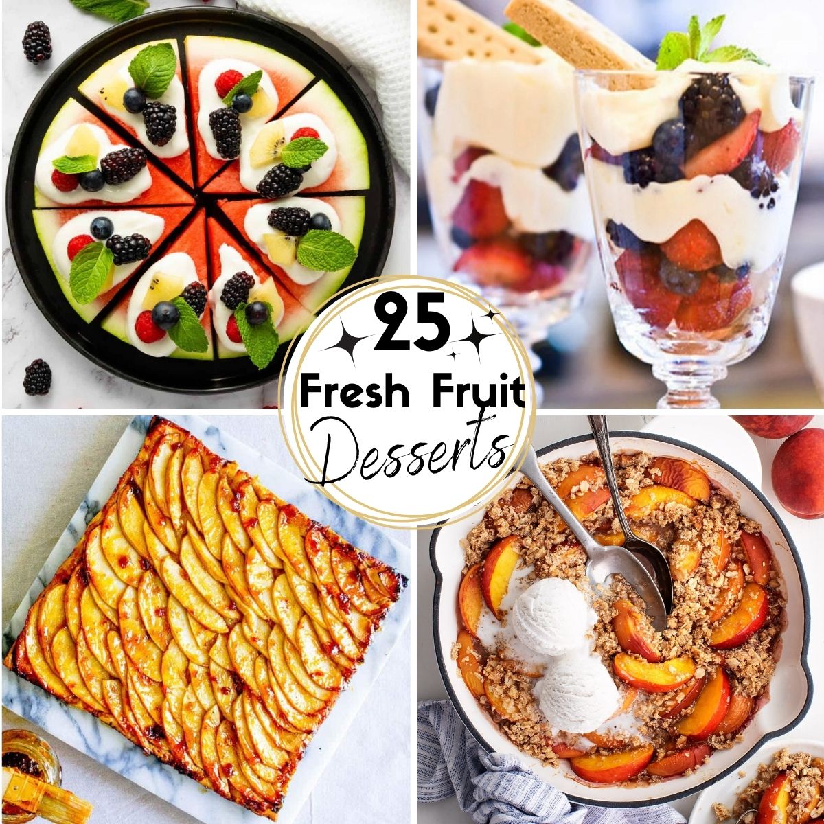 Collage Images of Fresh Fruit Desserts