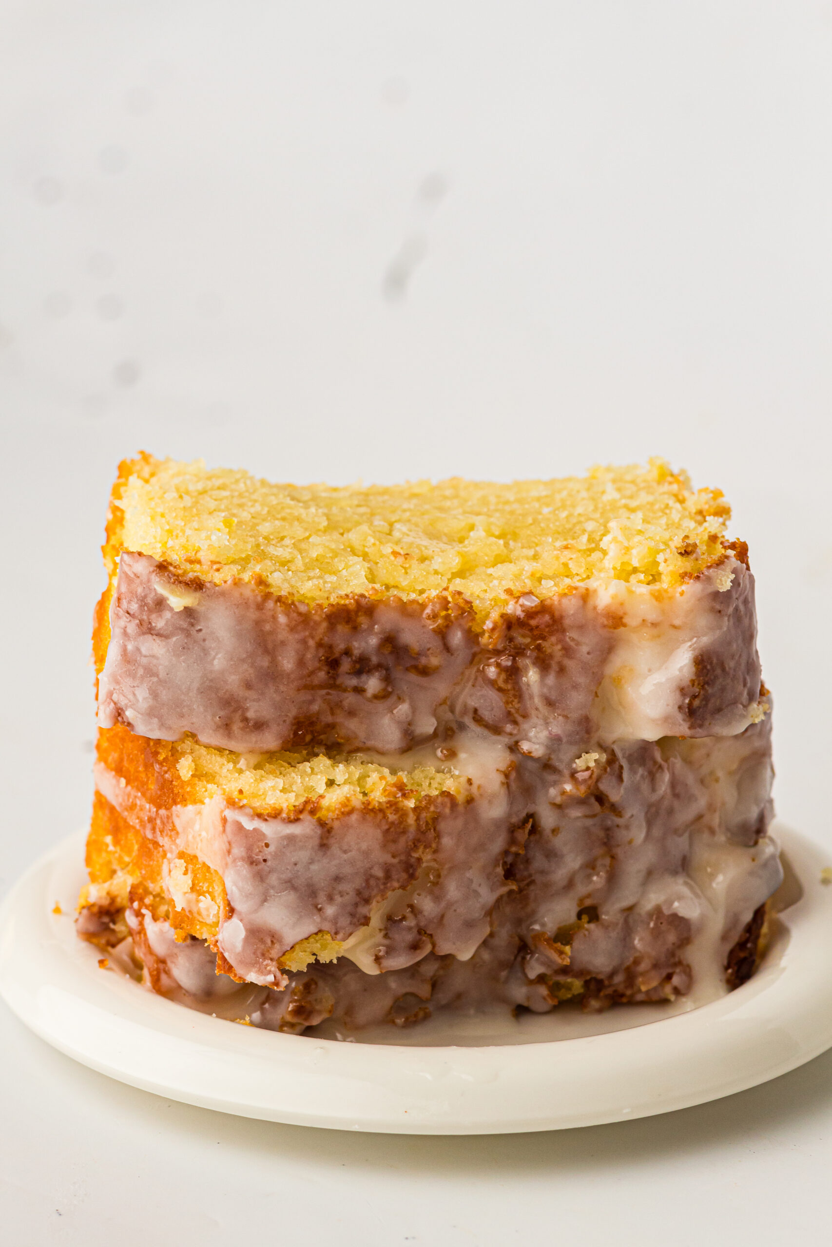 Two slices of old fashioned lemon pound cake.