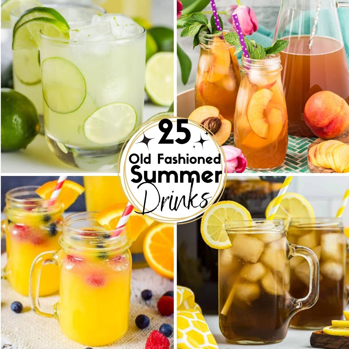 Collage Image of Old Fashioned Summer Drinks