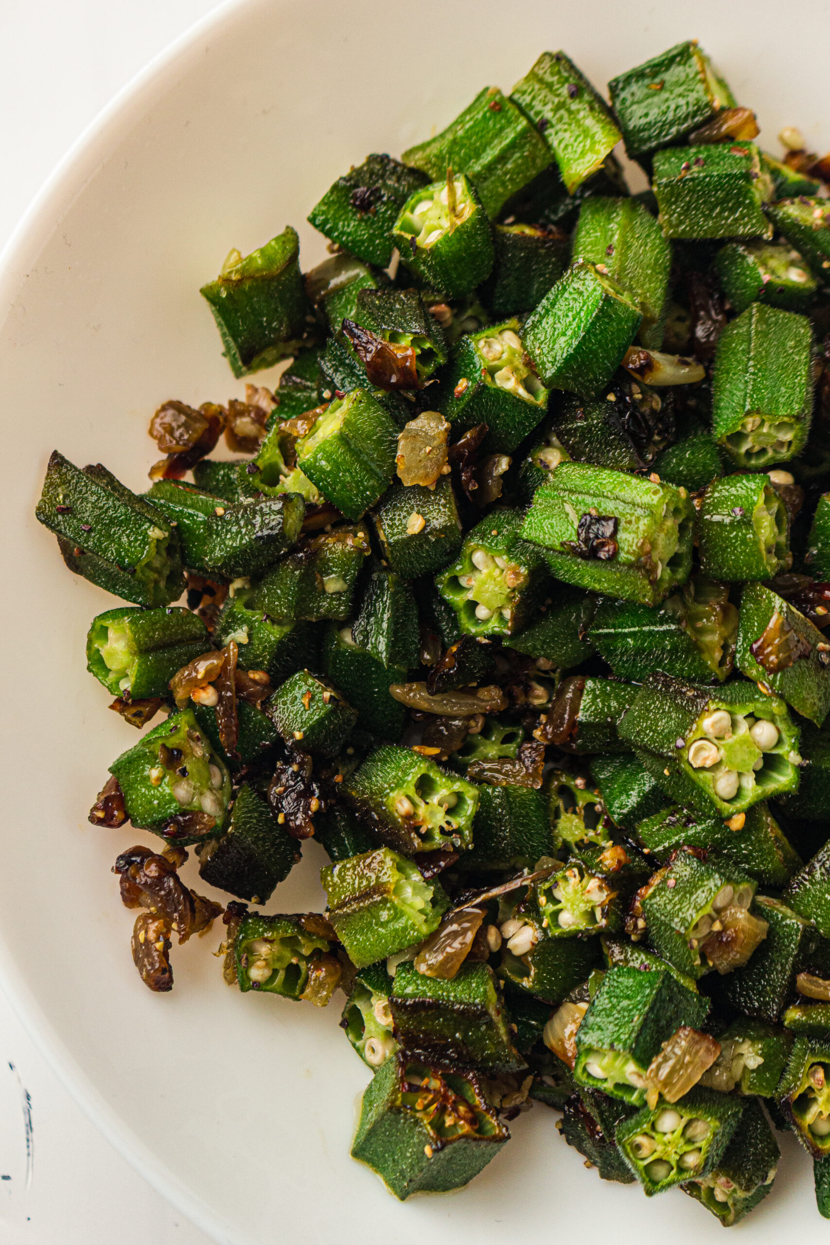 pan fried okra on plate
