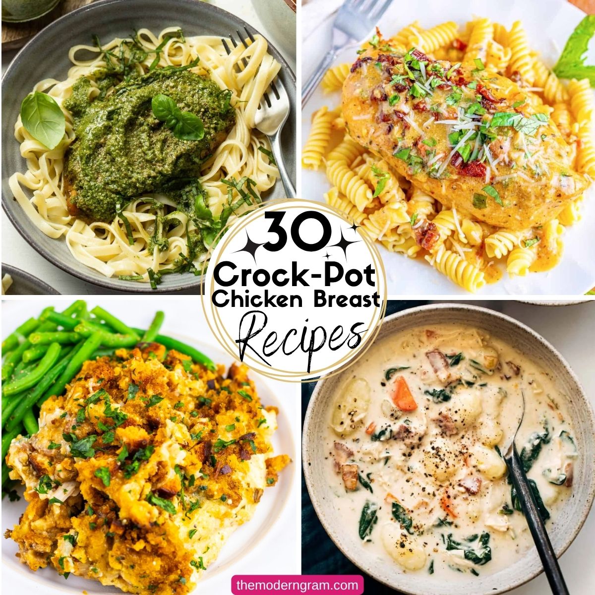 Collage Images of Crock-Pot Chicken Breast Recipes