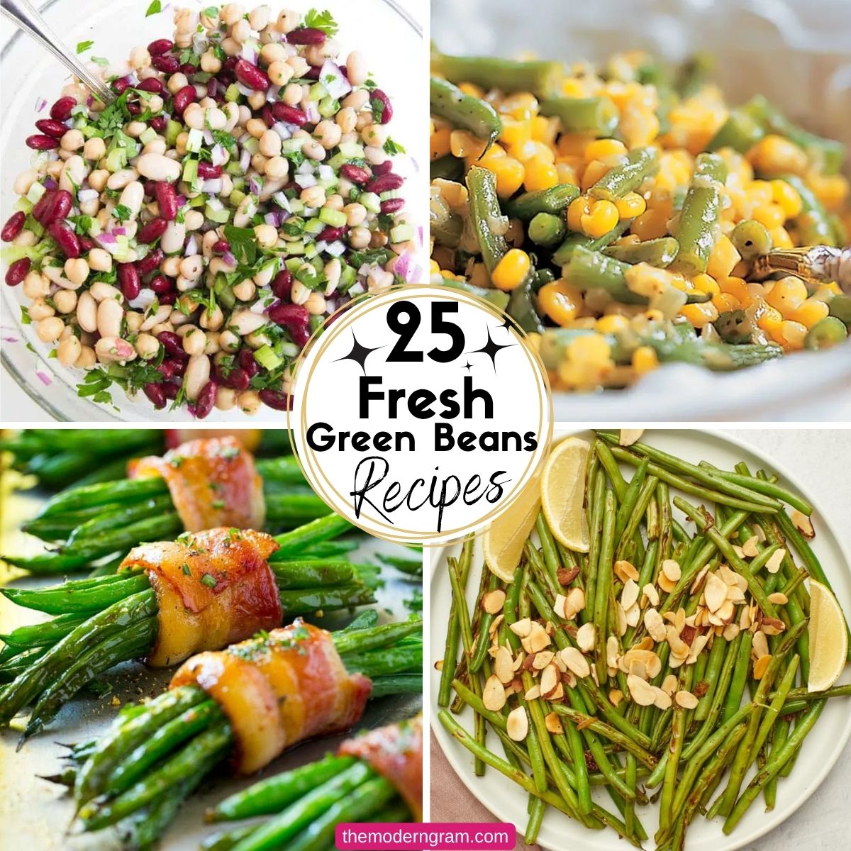 Collage Images of Fresh Green Beans Recipe