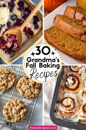 Collage Images of Grandma's Favorite Fall Baking Recipes