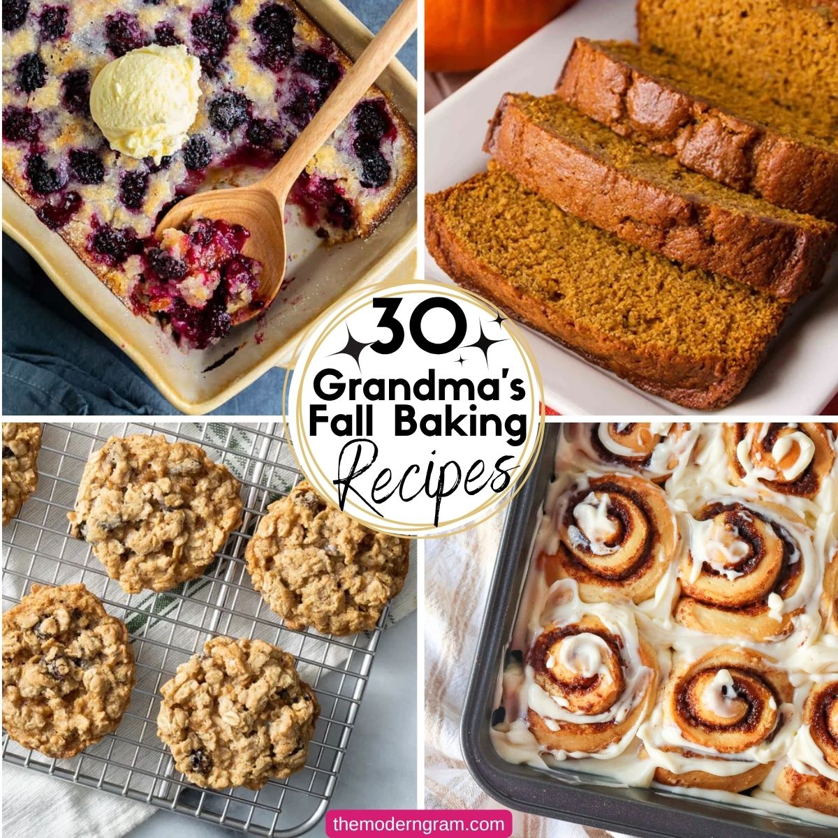 Collage Images of Grandma's Favorite Fall Baking Recipes