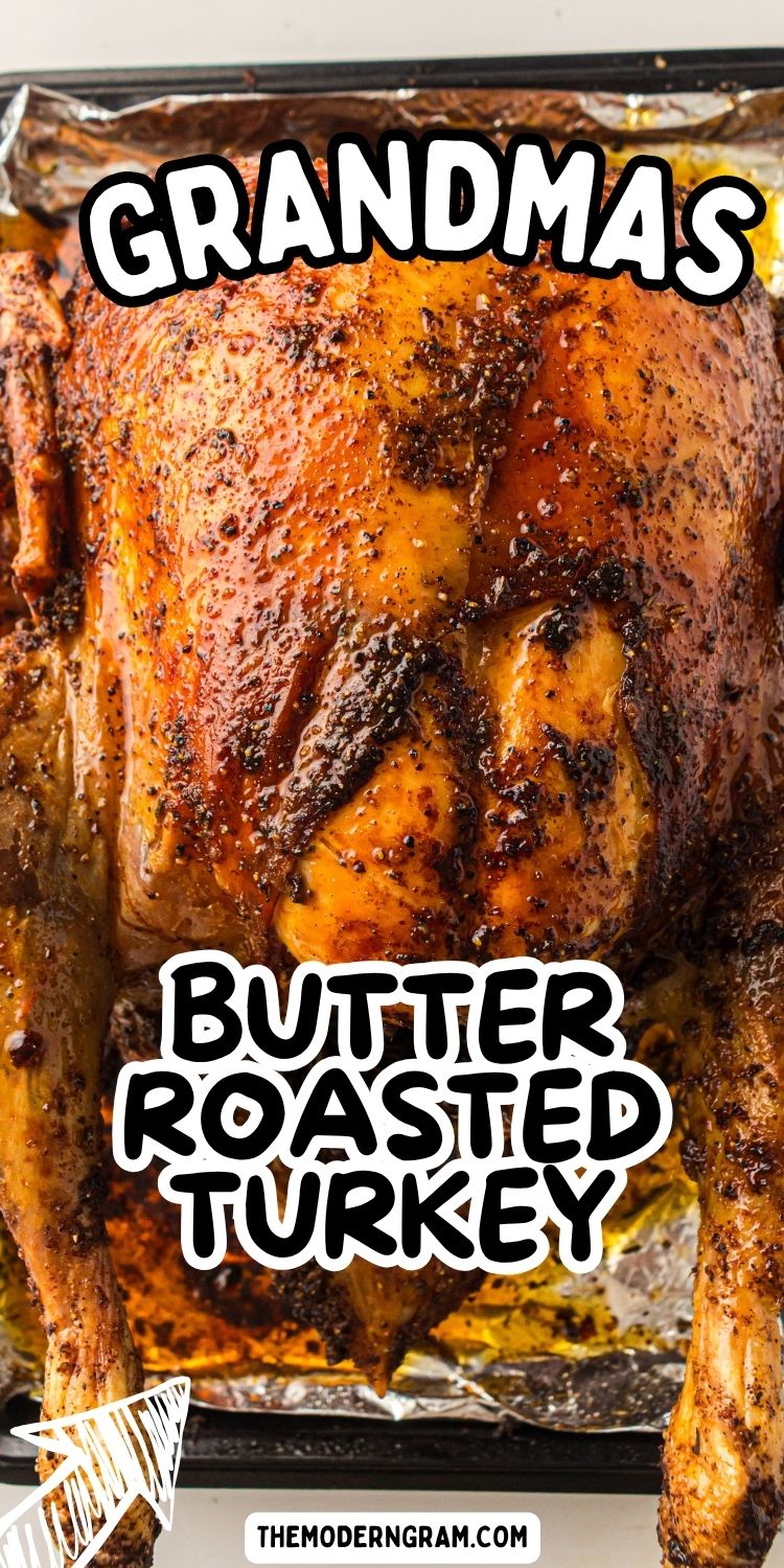 roast turkey with butter under the skin graphic for social media